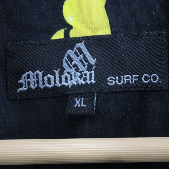 Vintage Molokai Surf Shirt Mens Black Short Sleeve Bath Duck Graphic Collared XL - Picture 6 of 9